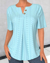 Kortärmad blus med delad hals